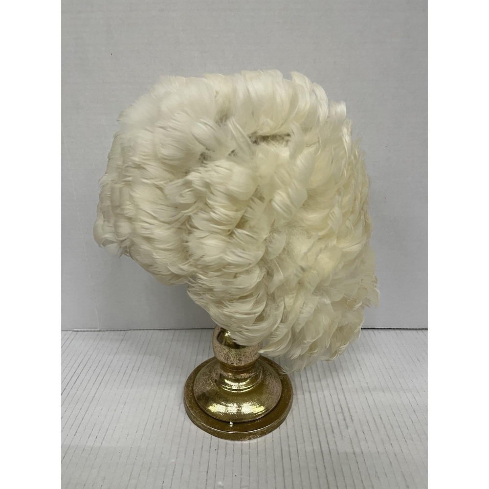 Vintage 1950's Ivory Feather Hat With Netting Mid century Fascinator Millinery - Picture 2 of 9